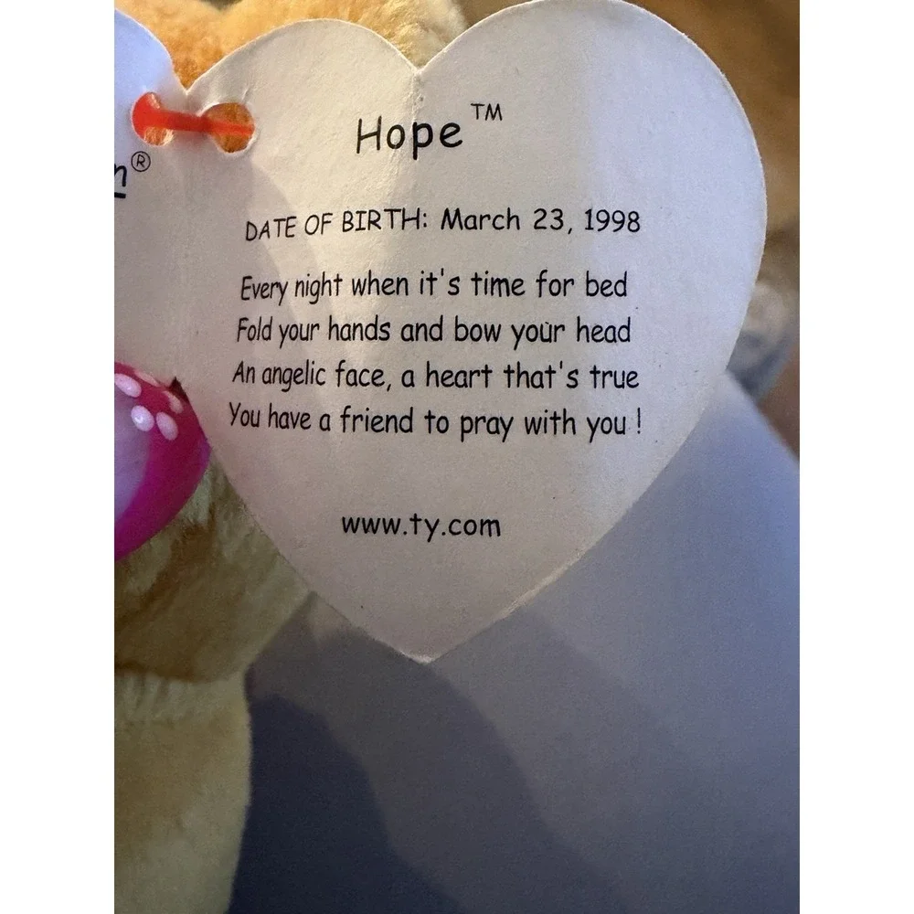 Ty Beanie Baby Hope the Praying Bear 1999 Vintage 6-inch Stuffed Animal‎